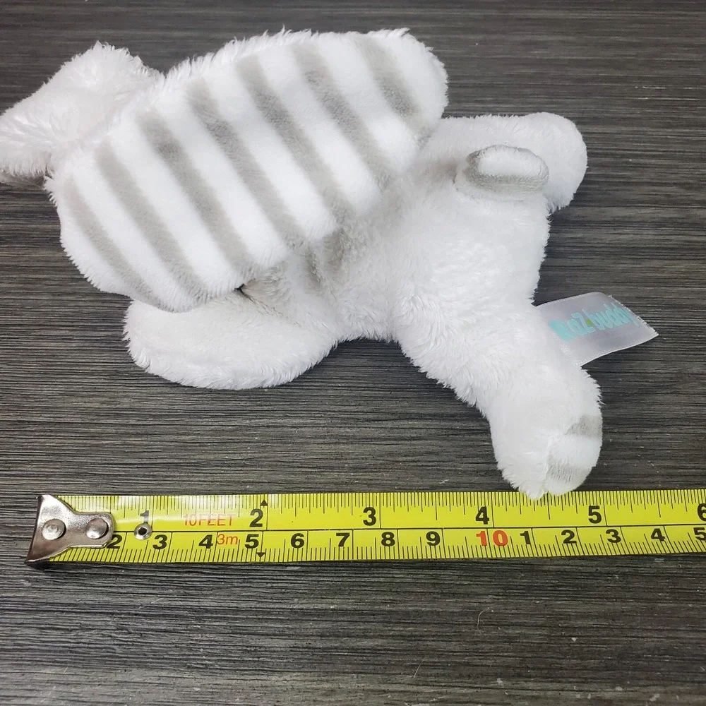 RaZbaby Pacifier Holder Bunny Rabbit Plush Stuffed Animal Lovey Gray Stripe Ears